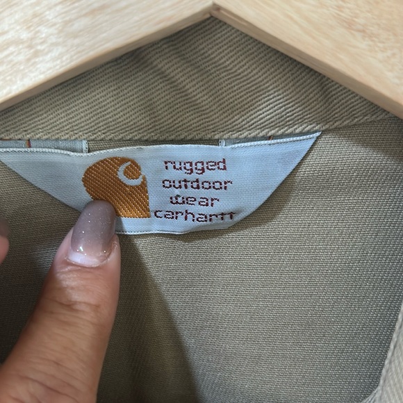 CARHARTT MENS BUTTON DOWN SHIRT WORKWEAR TAN Sz L or XL - Picture 8 of 12